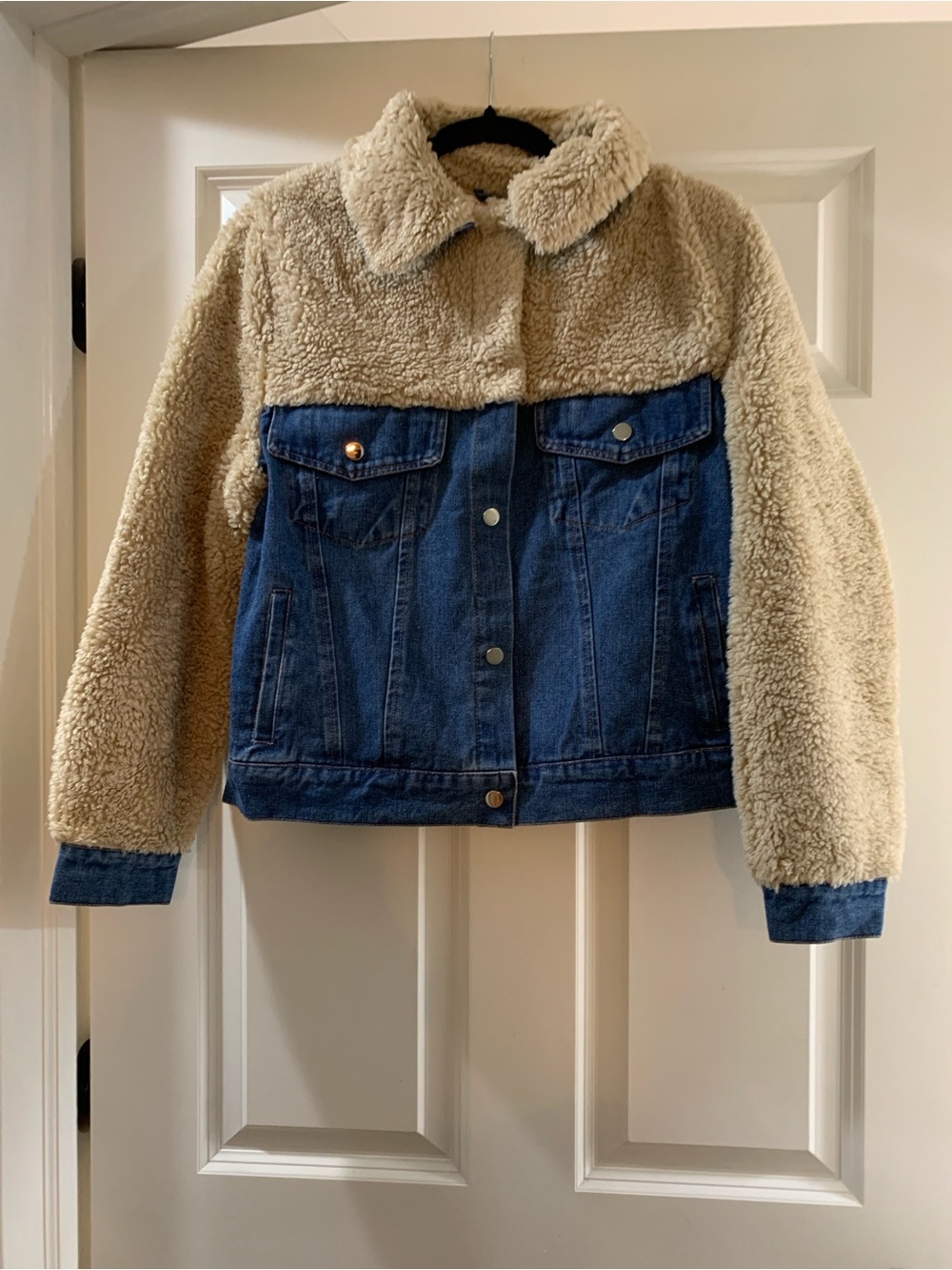 Denim & Cream Sherpa Bomber Jacket